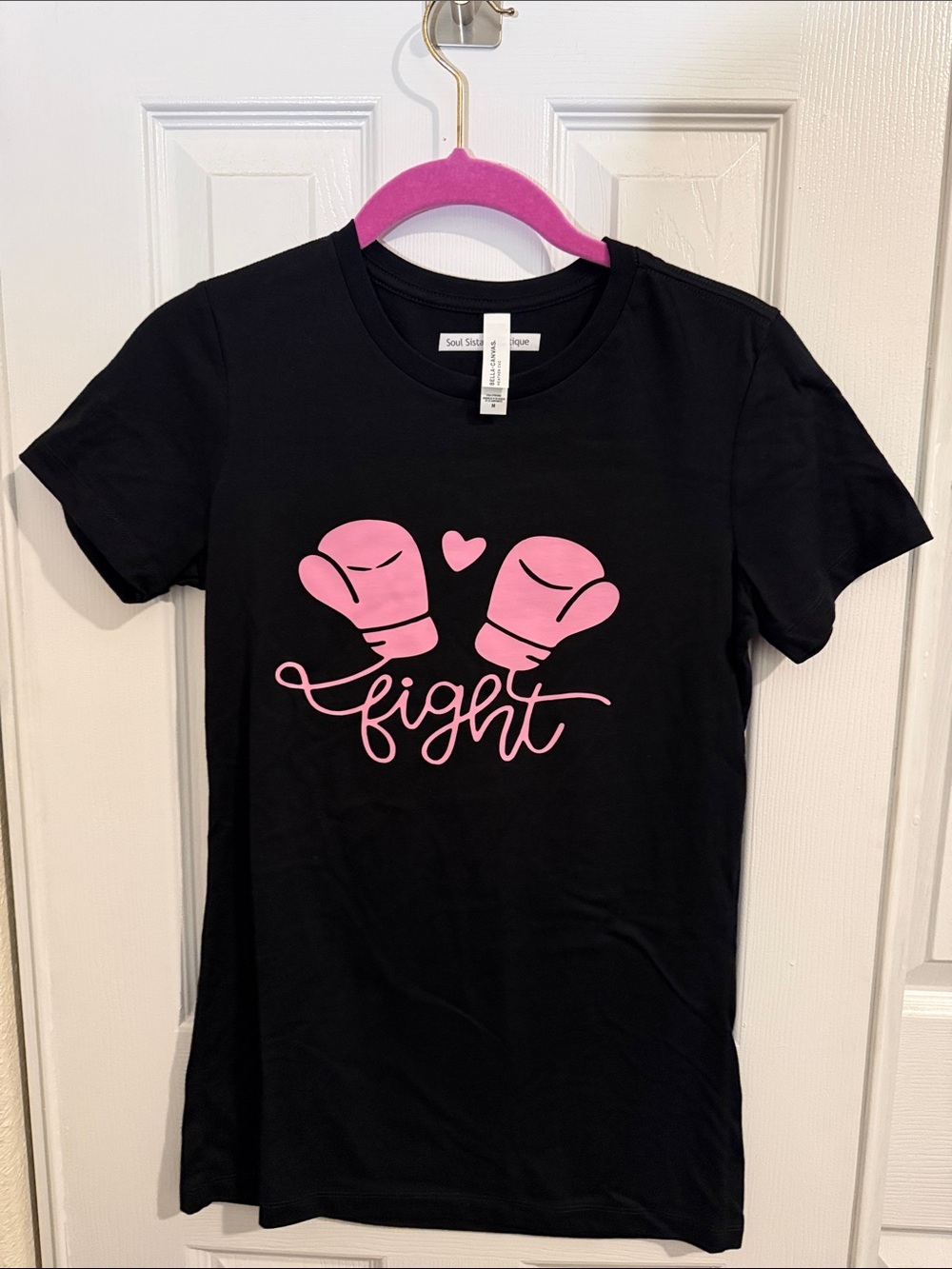 Bella Canvas Black Graphic Tee with Pink Design